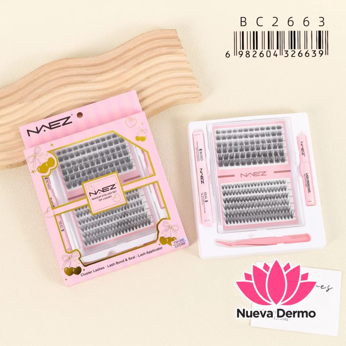 Kit Pestañas Naez Diy MIX 30D + 40D Bond Seal Removedor Pinza BC2663/26639