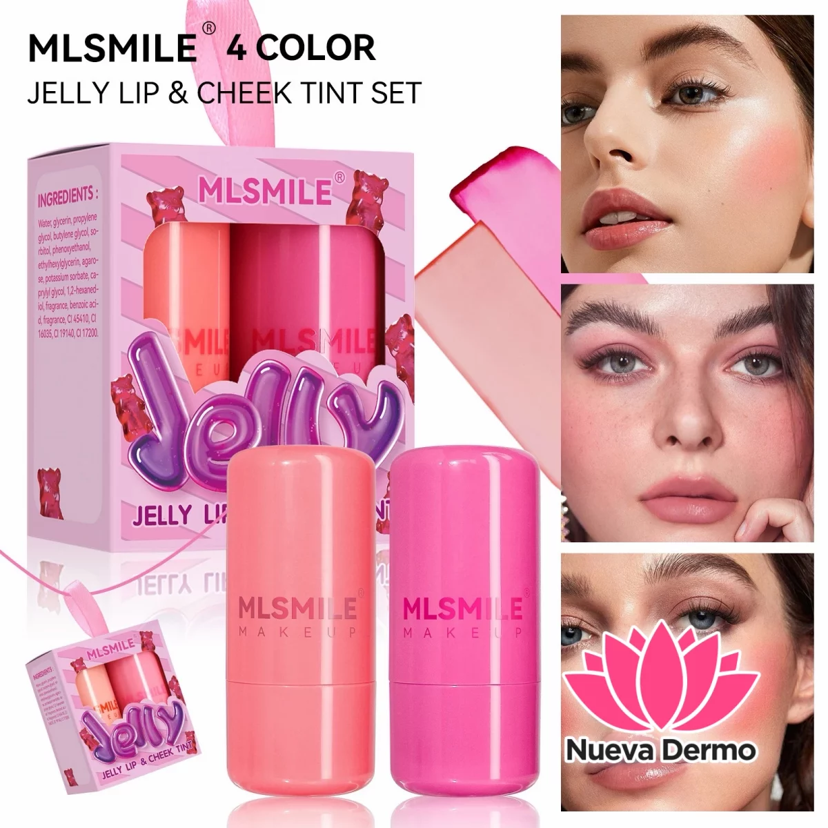 Kit x2 Rubores Jelly multiuso MLSMILE C43TC2 #jun-mls03