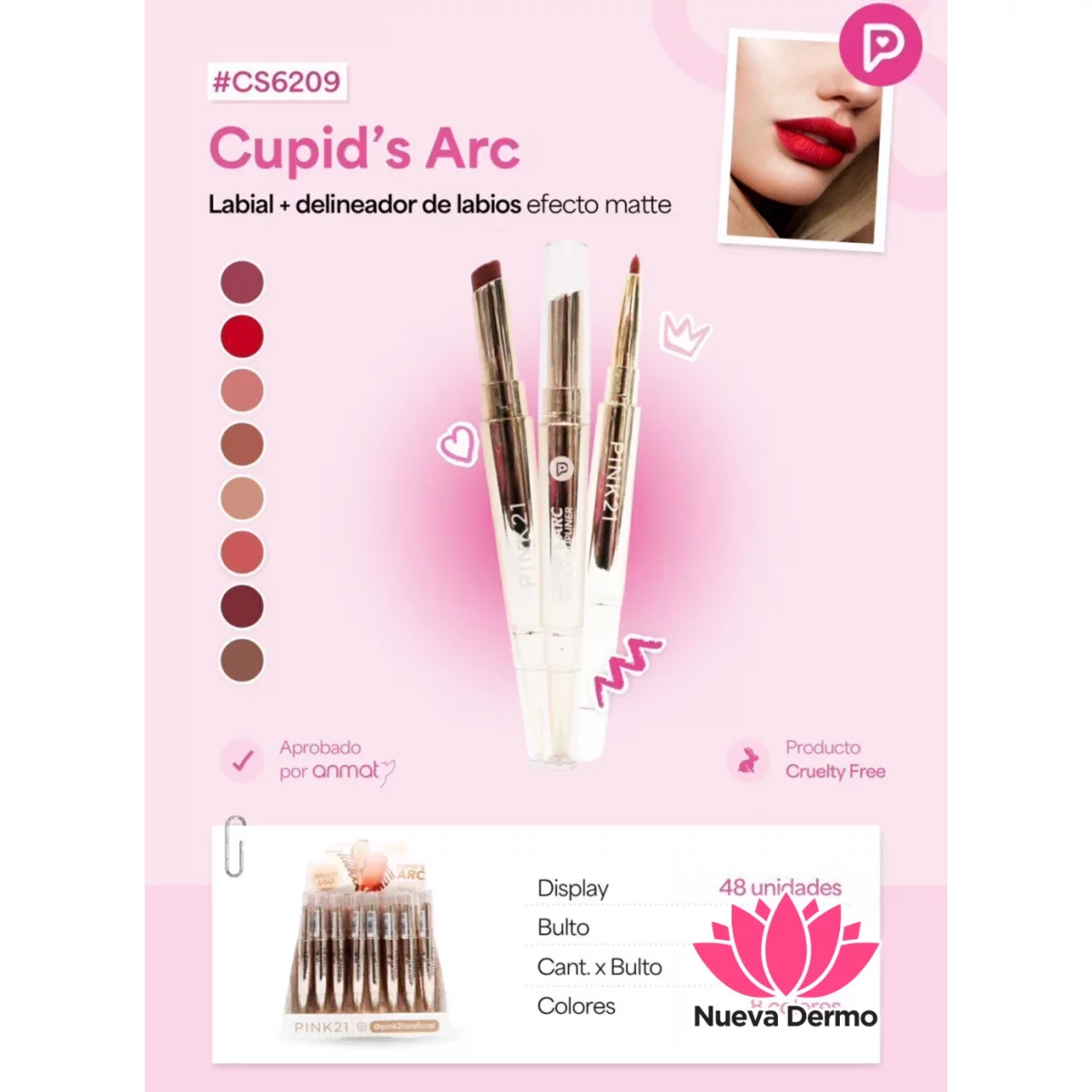 LABIAL + DELINEADOR DE LABIOS EFECTO MATTE PINK21 CD: 6209