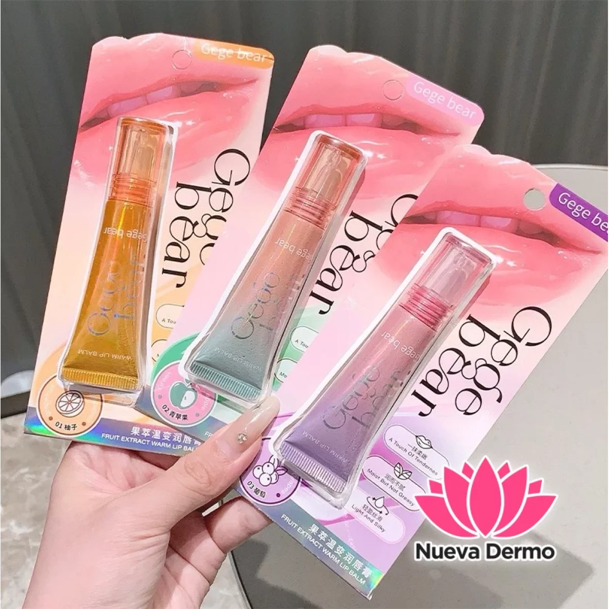 Labial hidratante de labios cambia color segun PH Gegebear GX1170