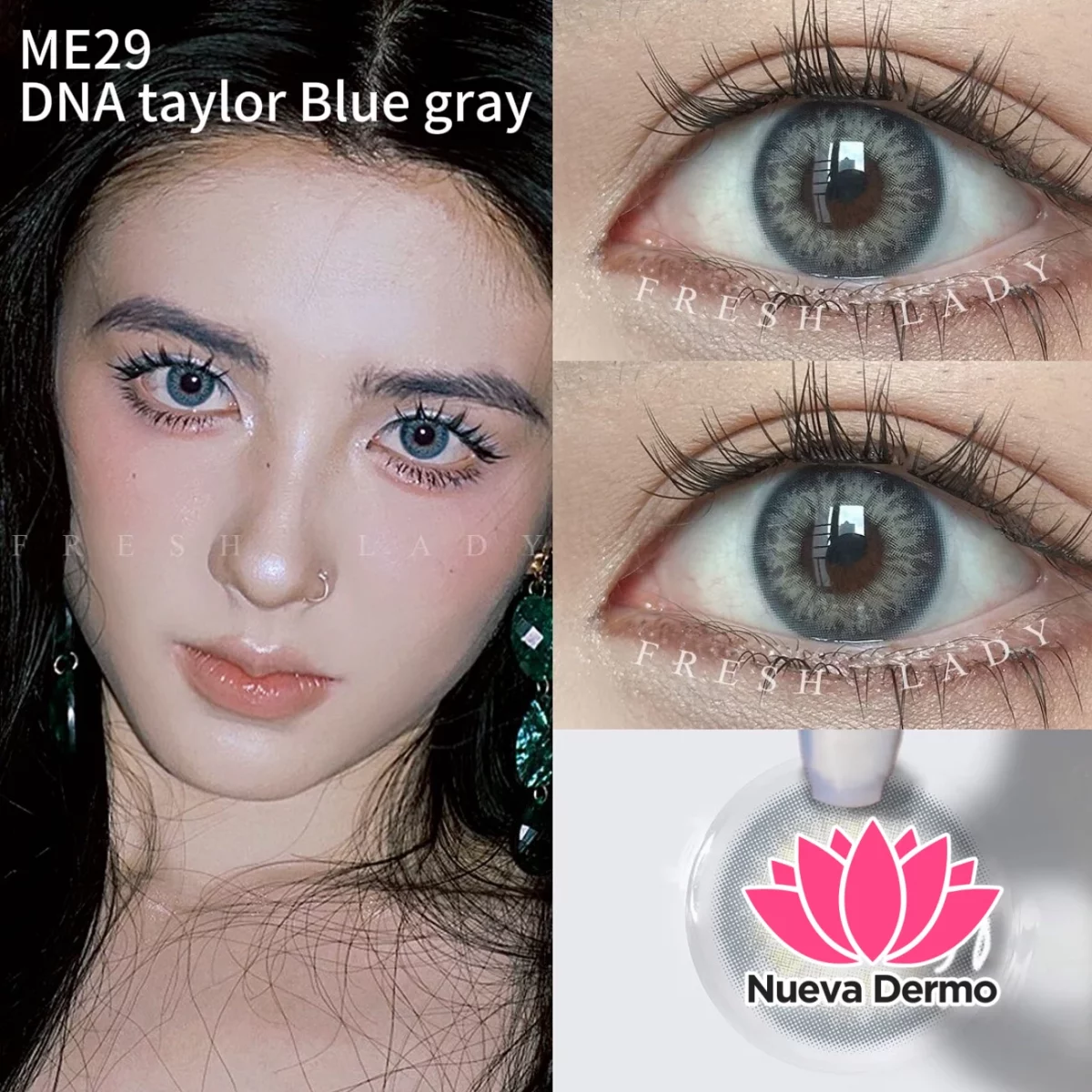 Lentes de contacto Freshlady DNA taylor blue Gray ME29