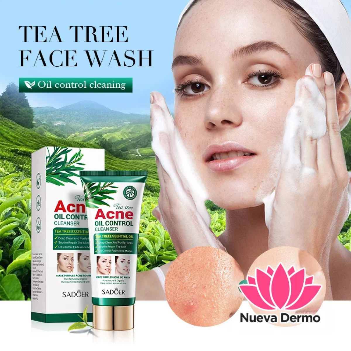 Limpiador Facial Antiacné y Control Grasa con Árbol de Té