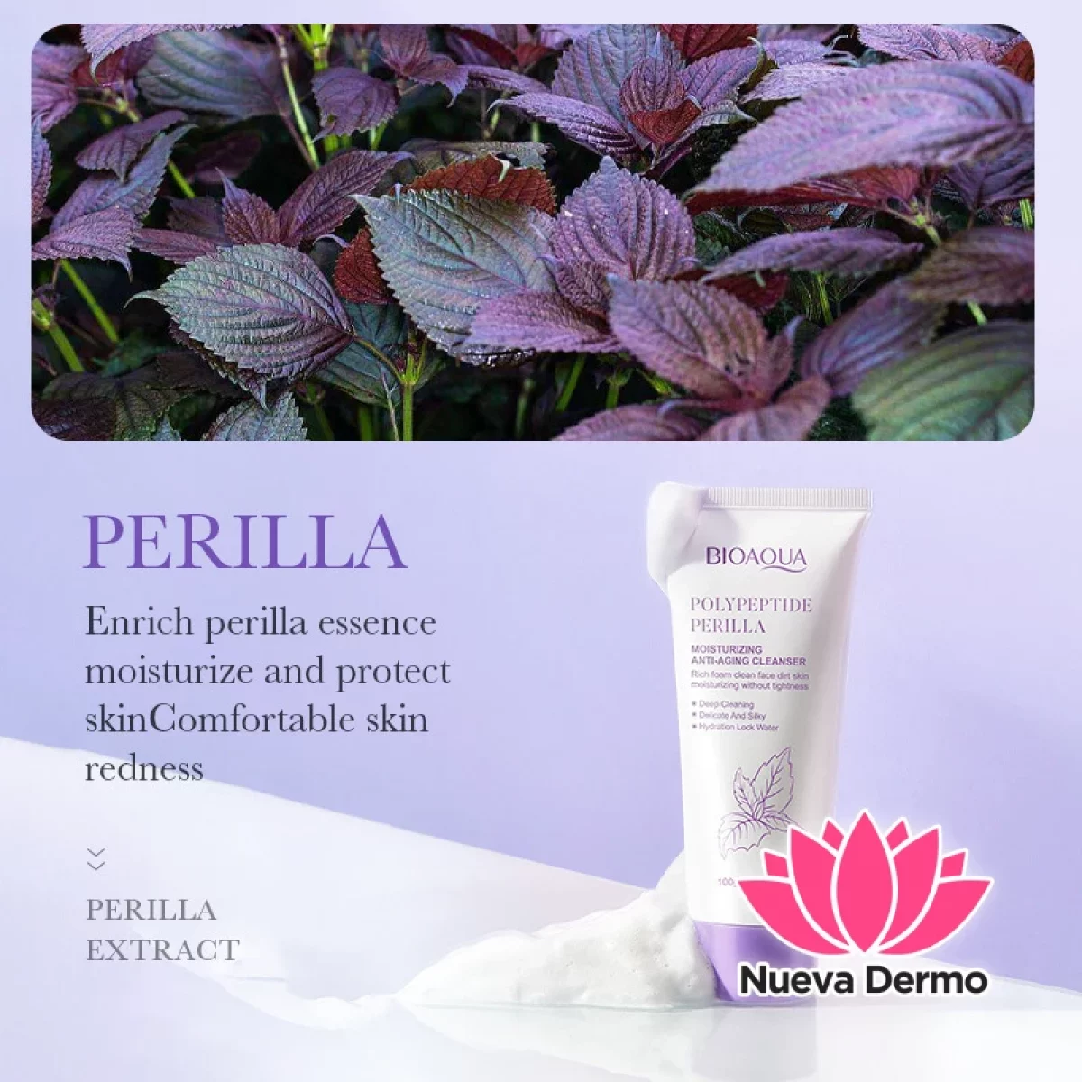 Limpiador Facial Hidratante Antienvejecimiento con Peptidos de Perilla 100G 37305