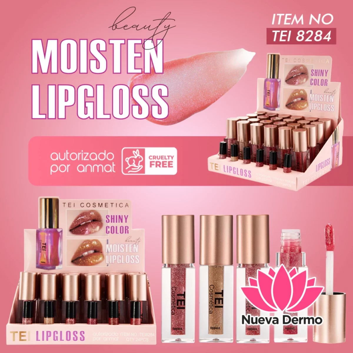 LIP GLOSS CON GLITTER SHINY COLOR CD: TEI8284