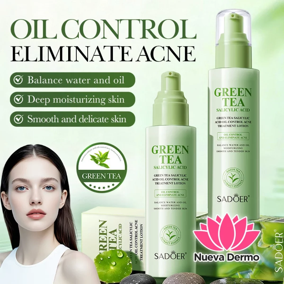 Lotion Anti-Acné y Control Grasa con Té Verde y Ácido Salicílico