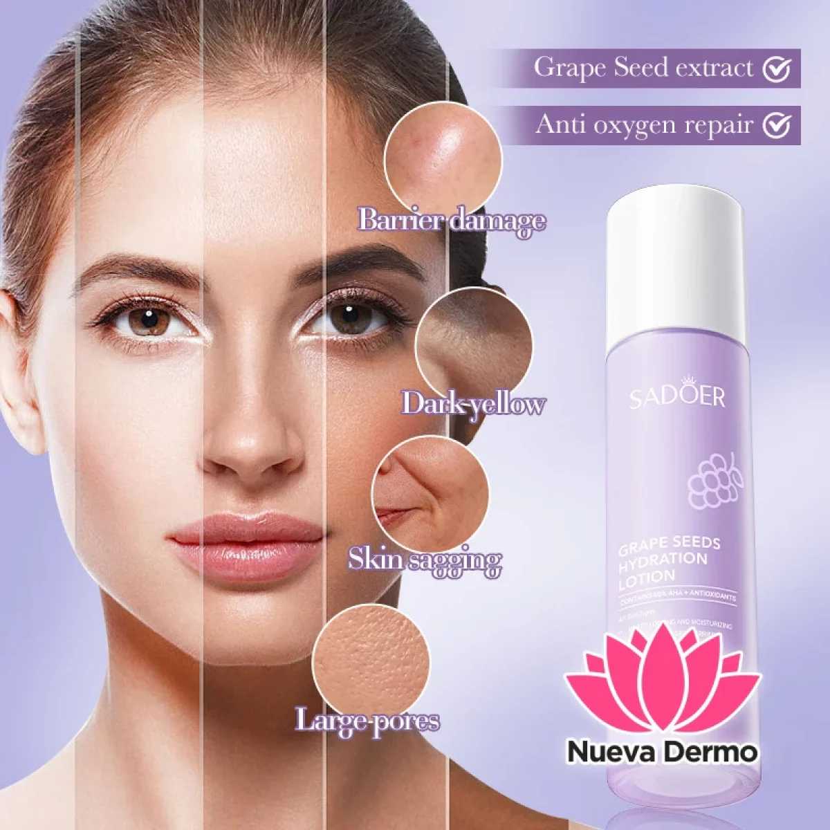 Loción Antioxidante y Reparadora con Semilla de Uva