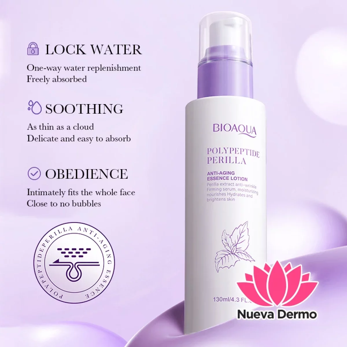 Lotion Hidratante Antienvejecimiento con Peptidos de Perilla
