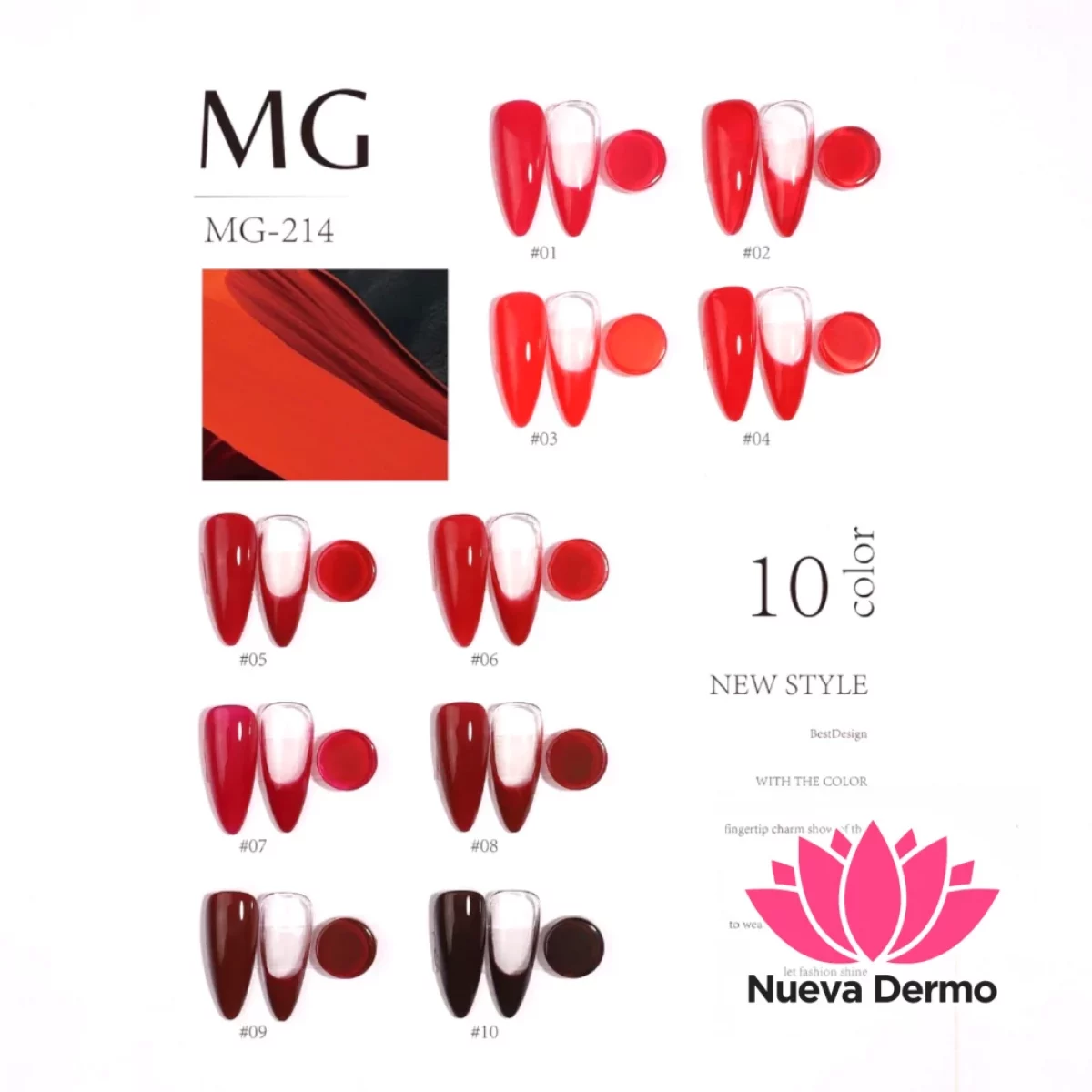 MAGIC GIRL GEL POLISH LUCKY RED SET X10PCS MG-214 6212511082145