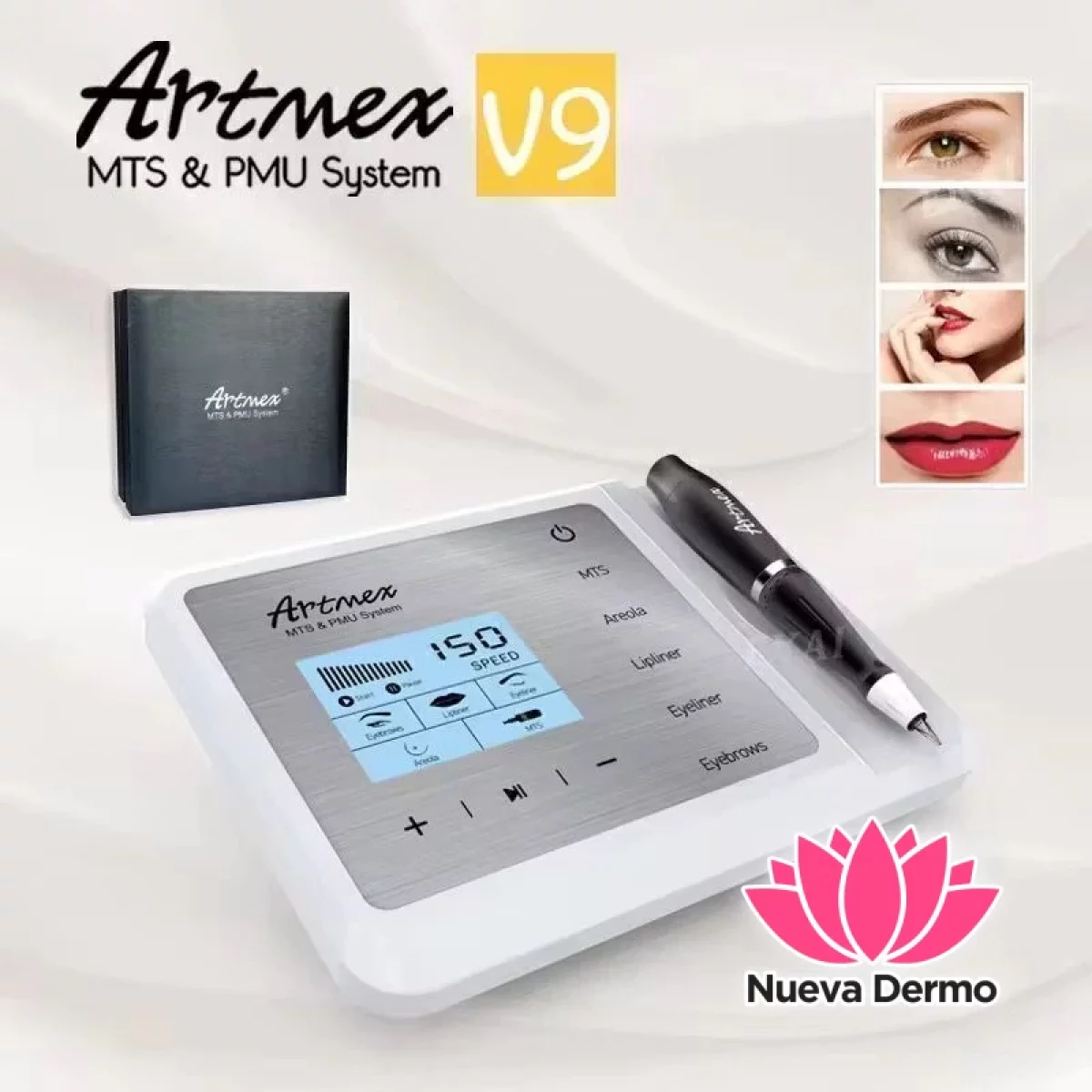 MAQUINA DE TATUAJE DE MAQUILLAJE PERMANENTE ARTMEX V9, SISTEMA MTS PMU
