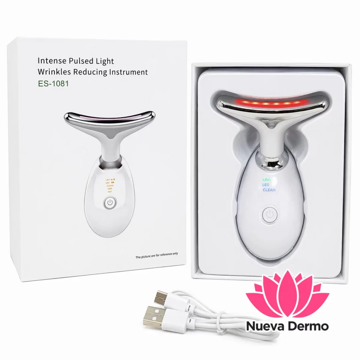 Masajeador Eléctrico Facial Terapia Luz Roja para Cara/Cuello 7 Colores de Luz #Wh-JZ20