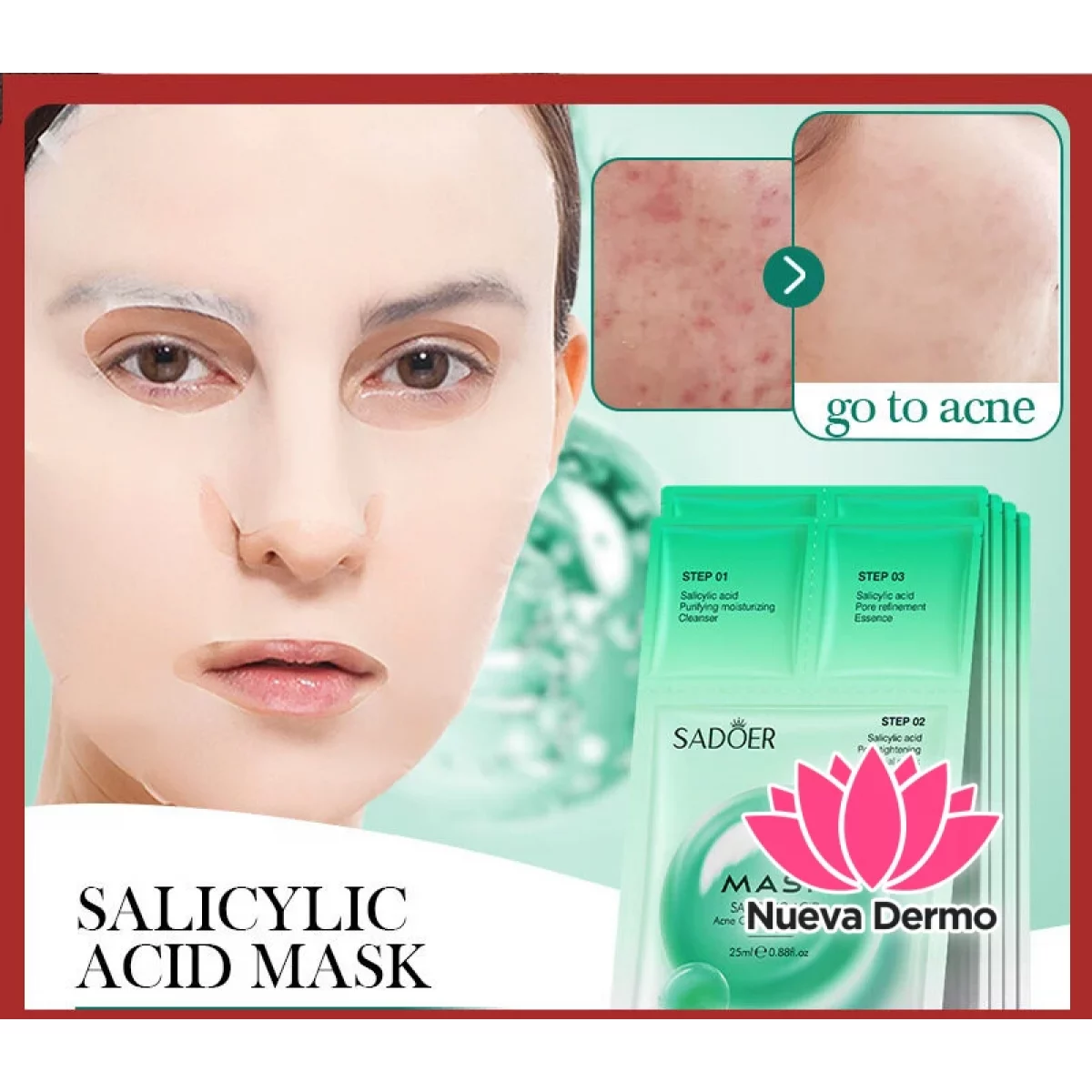 Mascarilla de 3 Pasos con Ácido Salicílico para Acné