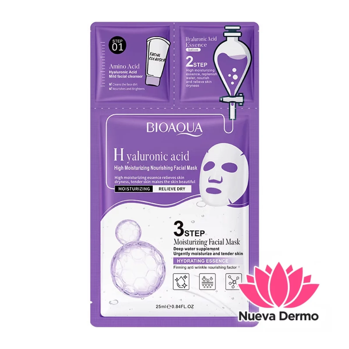 Mascarilla de Acido Hialuronico de 3 Pasos 0.8ML+0.8G+25G 18212