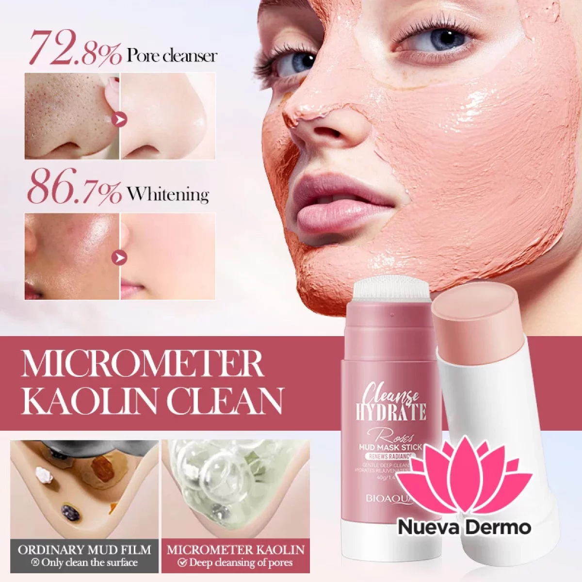 Mascarilla de Arcilla en Stick con Rosa 40G 01246