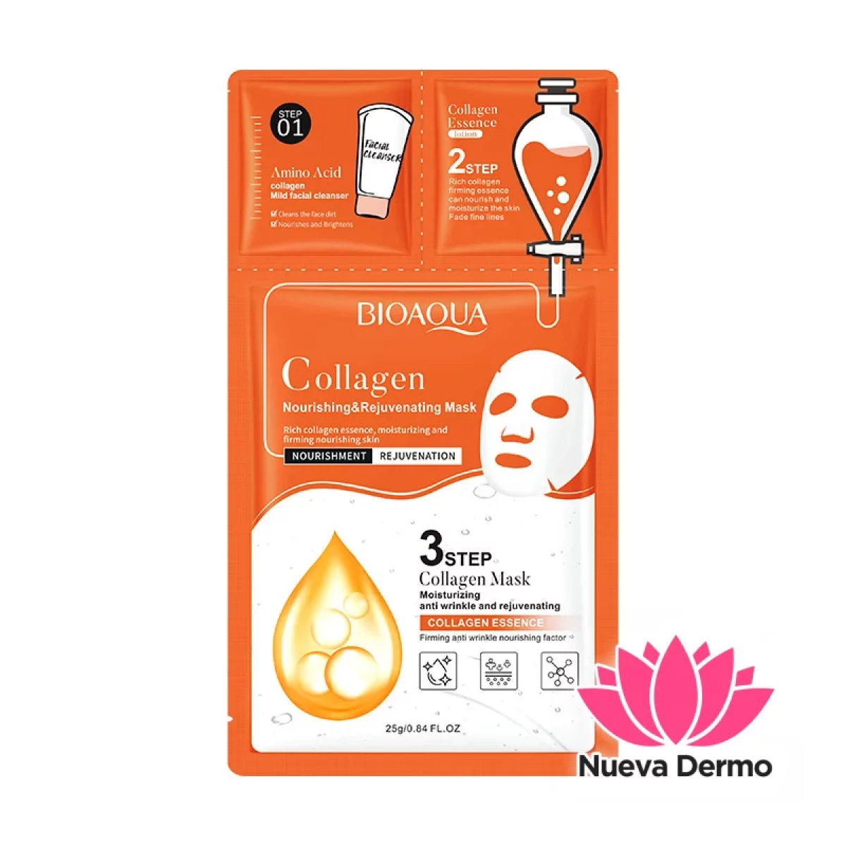 Mascarilla de Colageno de 3 Pasos 0.8ML+0.8G+25G 18229
