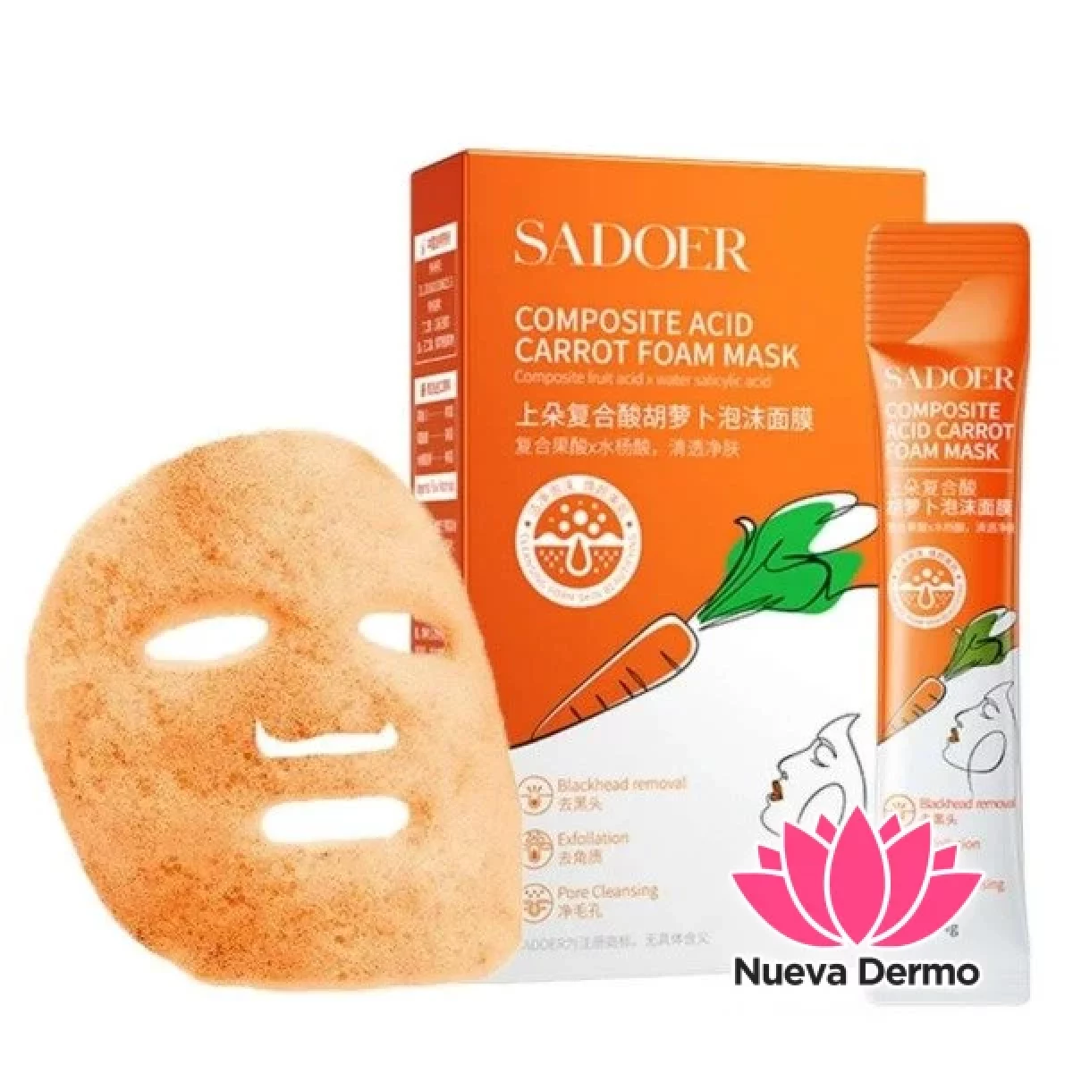 MASCARILLA DE ESPUMA DE ZANAHORIA ACIDA COMPUESTA SADOER 4GX12U SD91877
