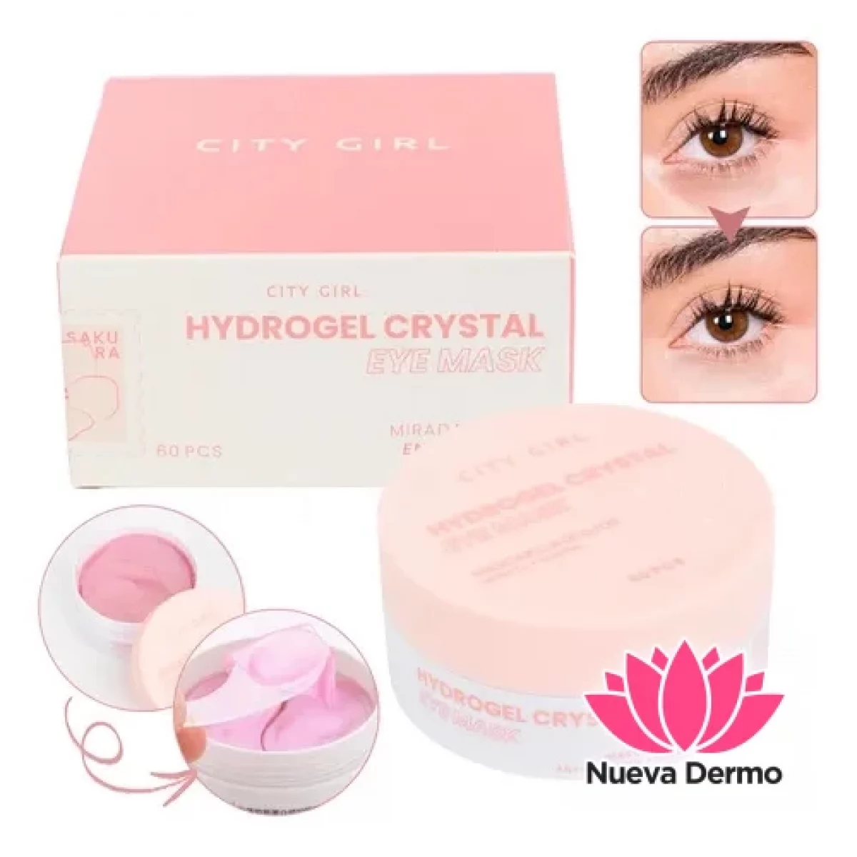 Mascarilla de ojeras Hydrogel Crystal City Girl pote 60u