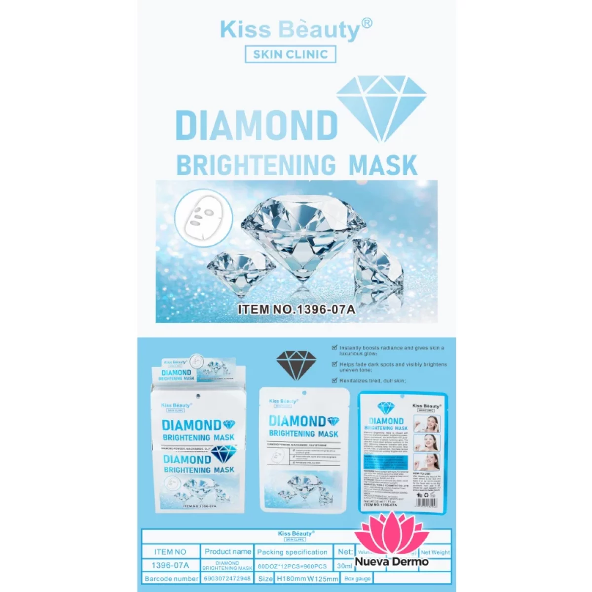 MASCARILLA DIAMOND KISS BEAUTY KA1396A