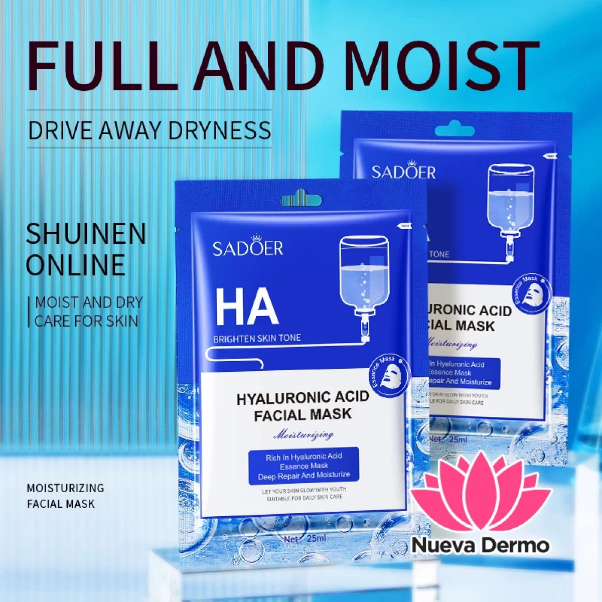 Mascarilla Facial Acido Hialuronico Efecto Glow Hidratante 15327