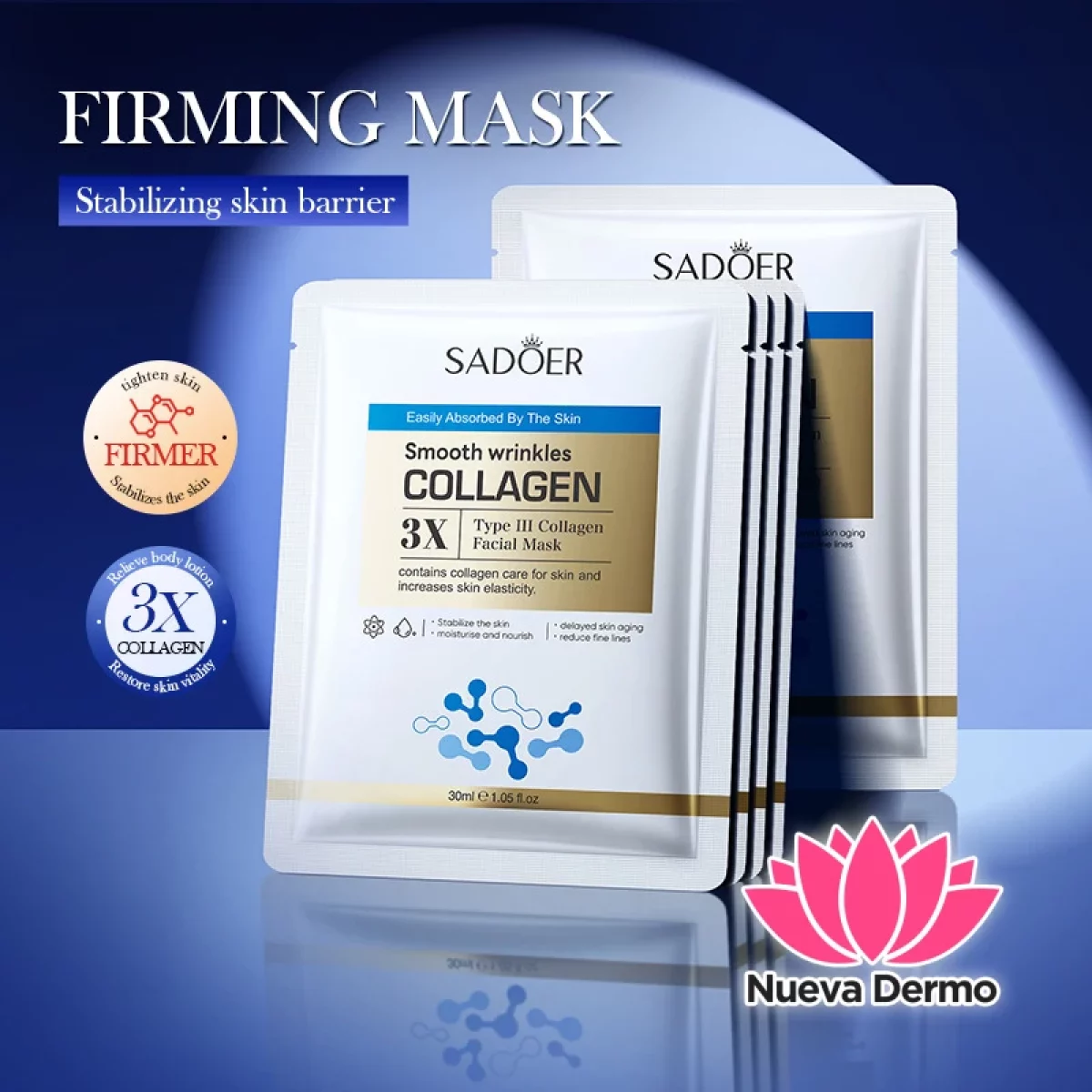 Mascarilla Facial Colágeno Triple Antiarrugas y Reafirmante 30ML 50526