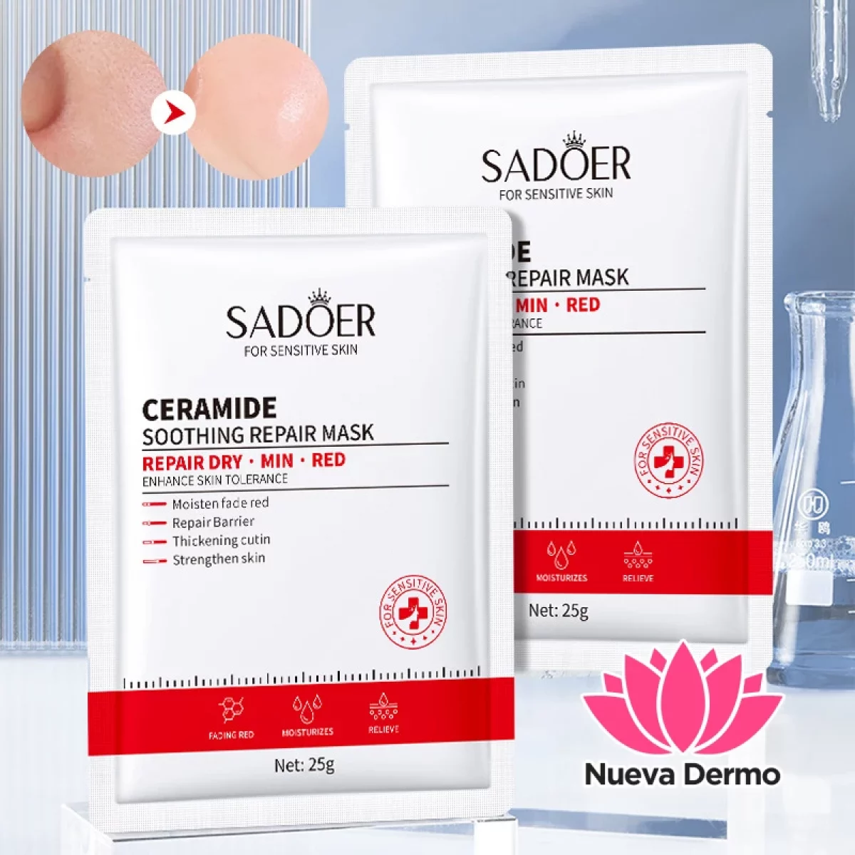 Mascarilla Facial con Ceramidas Calmante y Reparadora – Piel Sensible 25G 35431