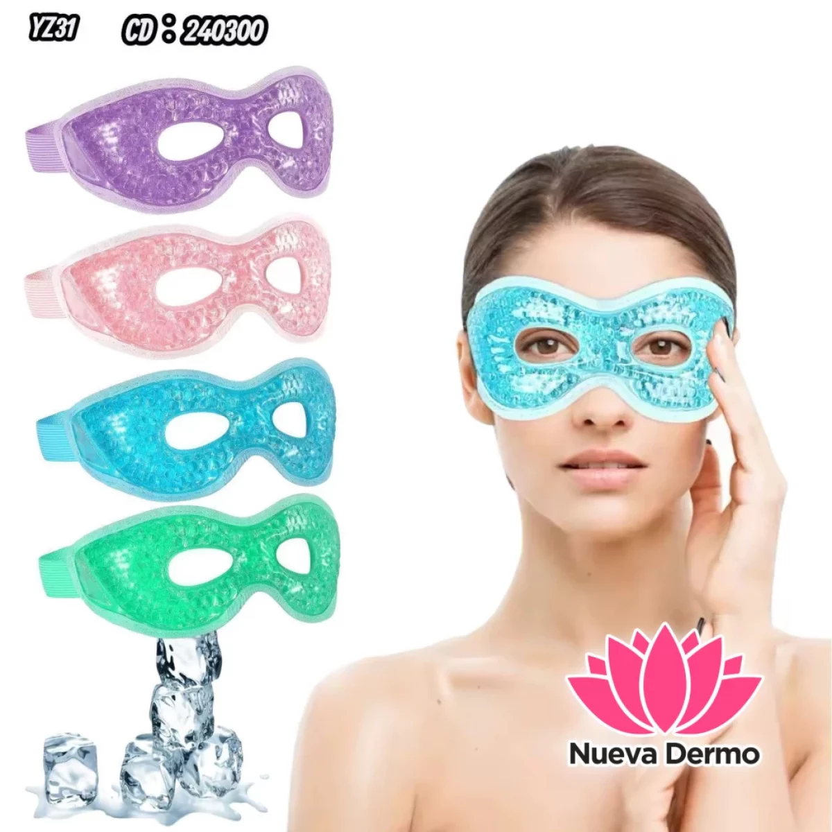 MASCARILLA FACIAL DE GEL REUTILIZABLE FRIO ANTIOJERAS TODO TIPO DE PIE YZ31 CD: 240300