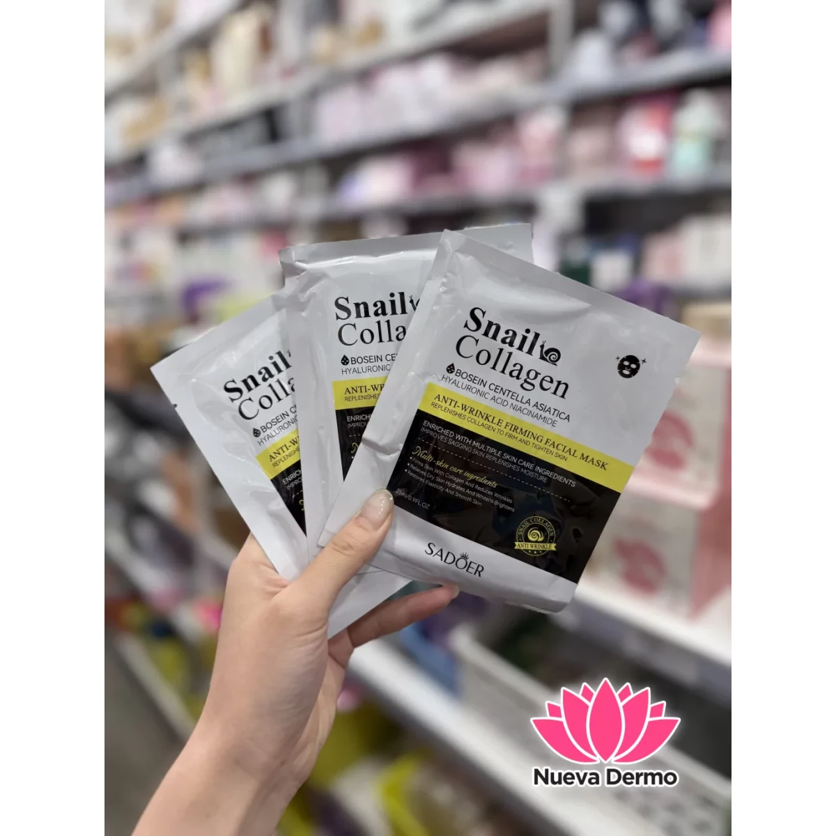MASCARILLA FACIAL SNAIL COLLAGEN CON HYALURONIC ACID NIACINAMEDE SADOER
