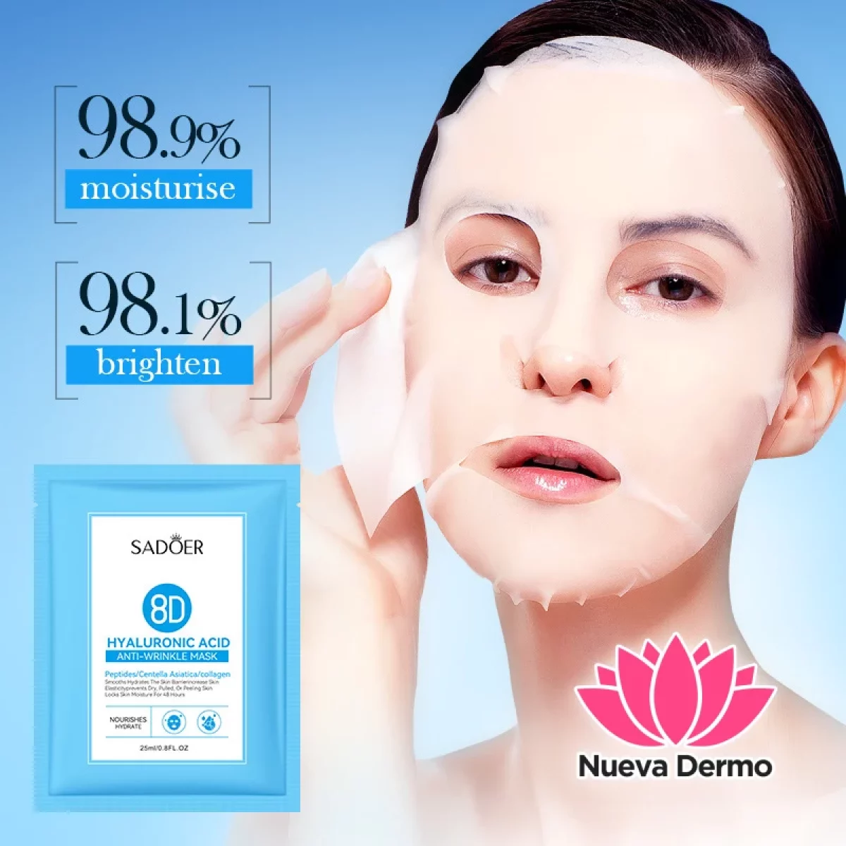 Mascarilla Hidratante Antiarrugas con Ácido Hialurónico
