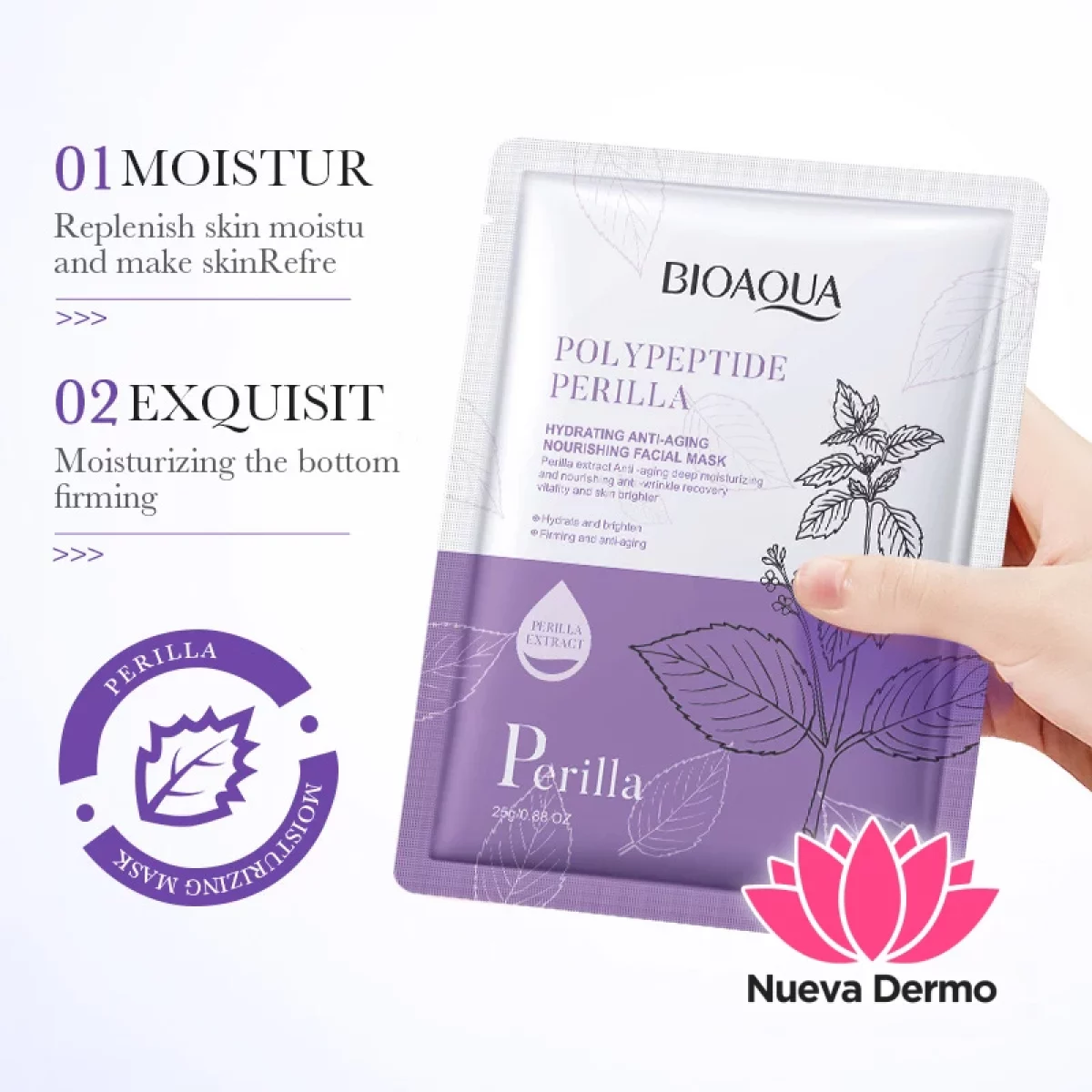 Mascarilla Hidratante Antiarrugas de Polipéptido Perilla
