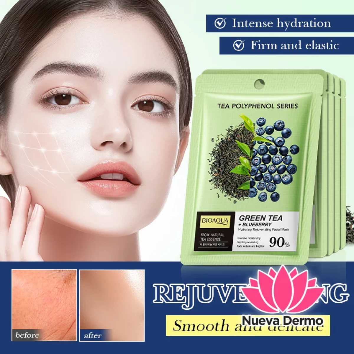 Mascarilla Hidratante y Suavizante con Té Verde y Arándano 25 Ml 46758