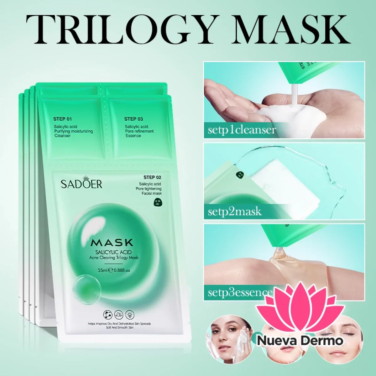 Mascarilla Tratamiento 3 Pasos Anti Acné con Ácido Salicílico