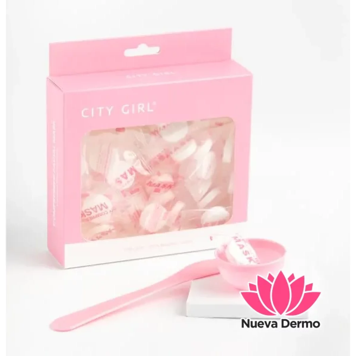 MASCARILLAS COMPRIMIDAS 30U + MINI BOWL Y ESPATULA – CITY GIRL x2