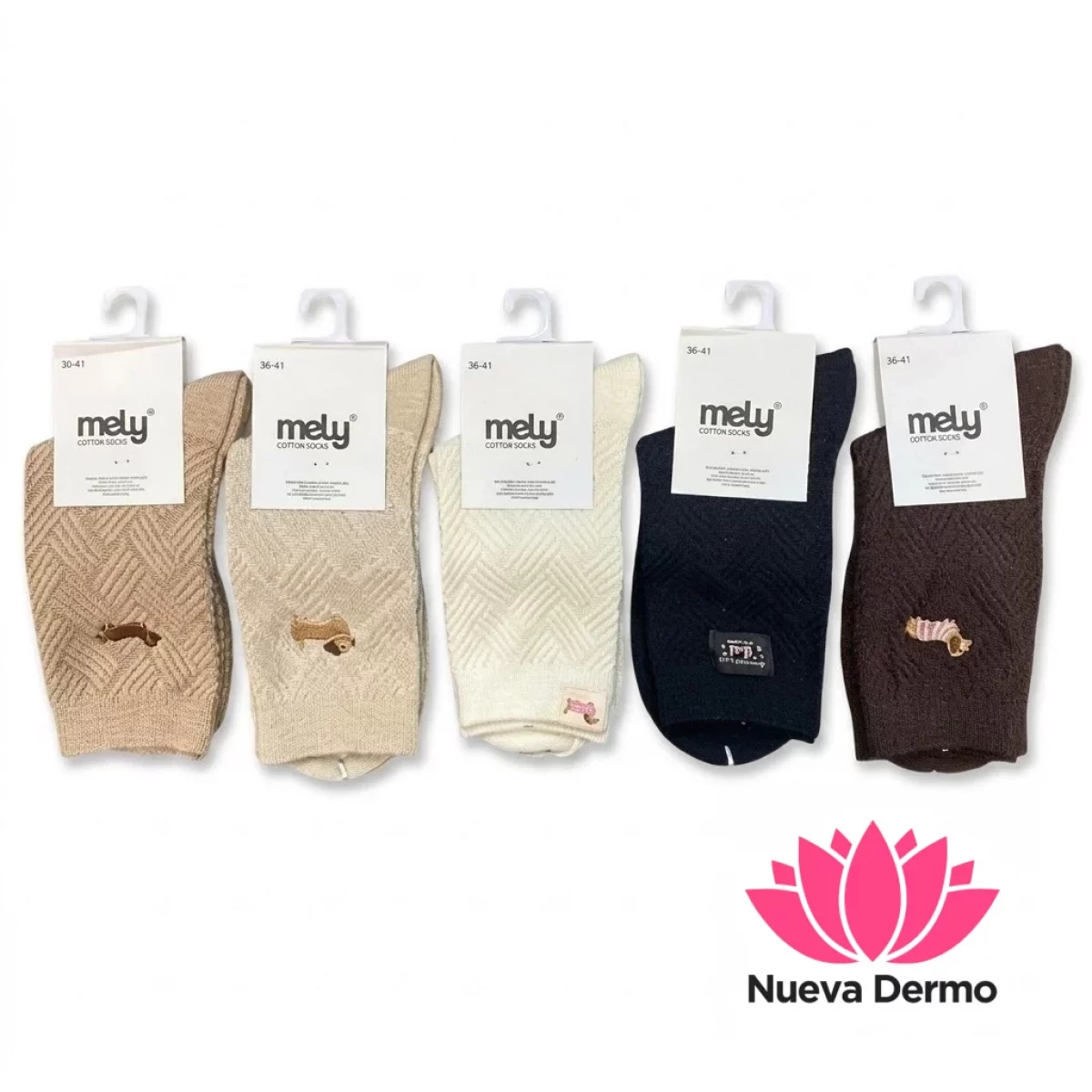 Medias Largas De Algodón 36/41 Diseño Perro Salchicha Mely Color oscuro