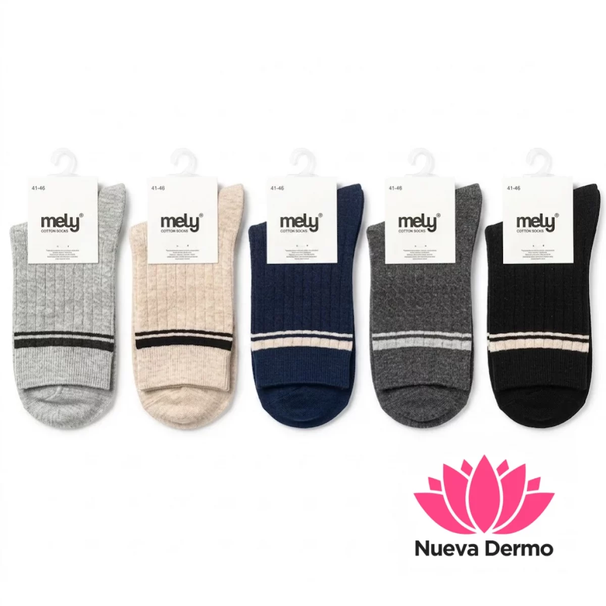 Medias Largas De Algodón Para Hombres 41/46 Mely Lineas Color claro