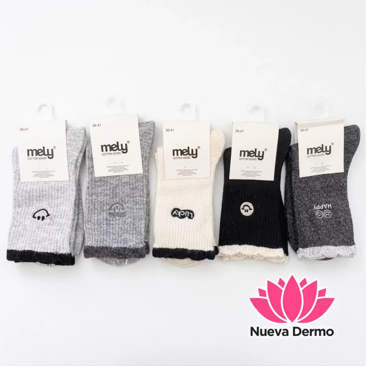 Medias Largas De Algodon Para Mujer 36/41 Mely C/Diseños Color claro