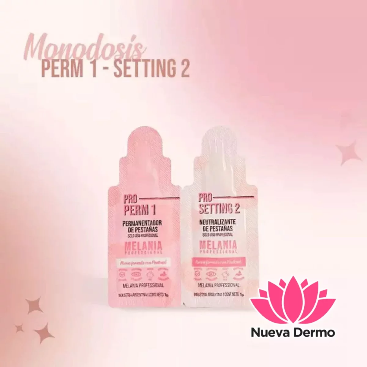 Melania Kit de Monodosis Paso Perm 1 / Setting 2 para Lifting y Laminado