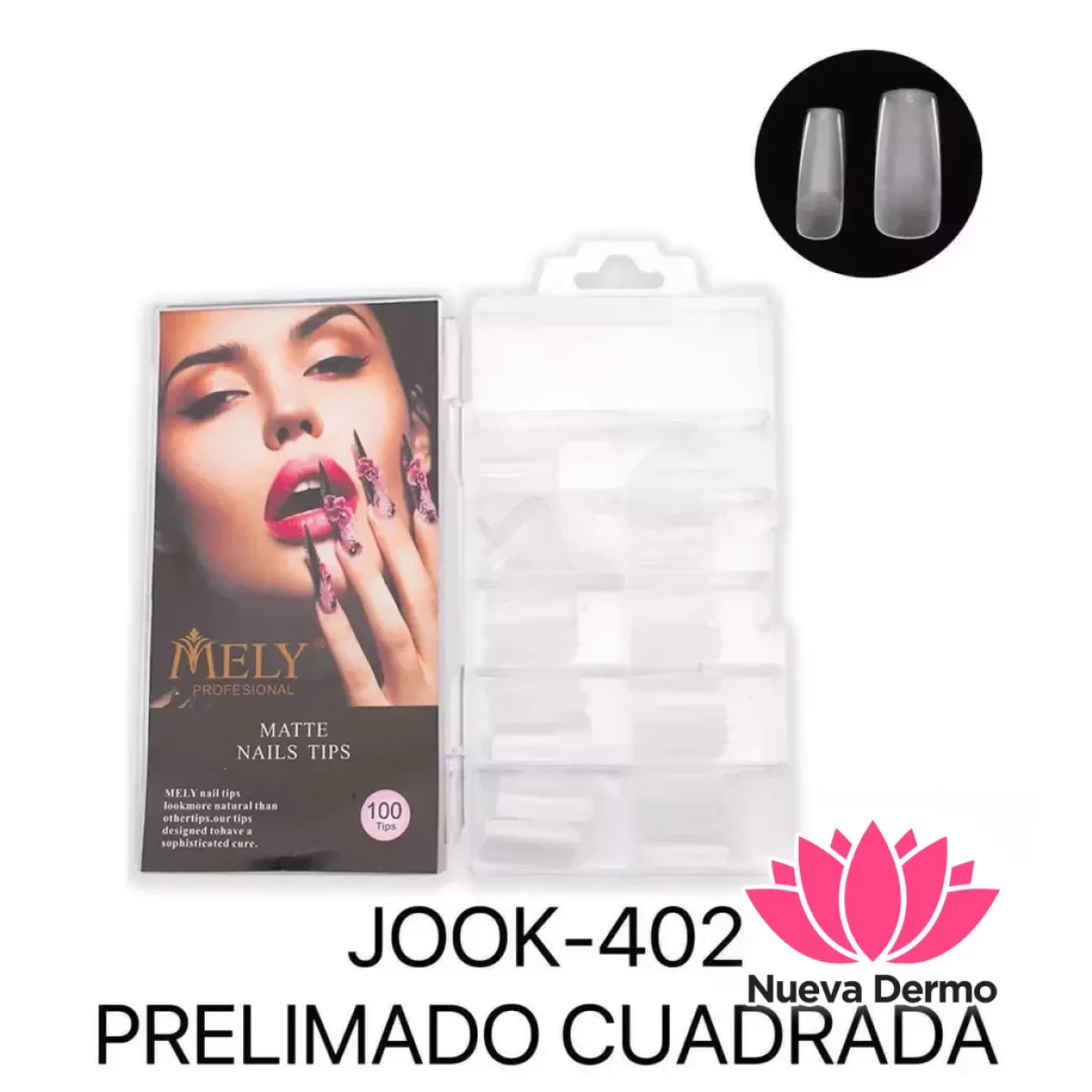 Mely tips soft gel prelimado cuadrada 10...