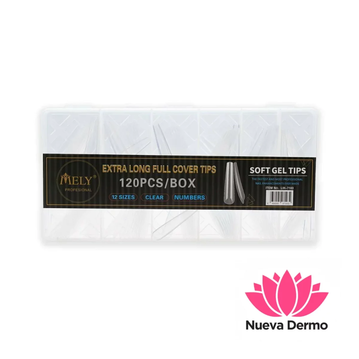 MELY TIPS SOFT GEL TRANSPARENTES BALLERINA EXTRA LARGE 120PCS LIH-7103 6958205071032