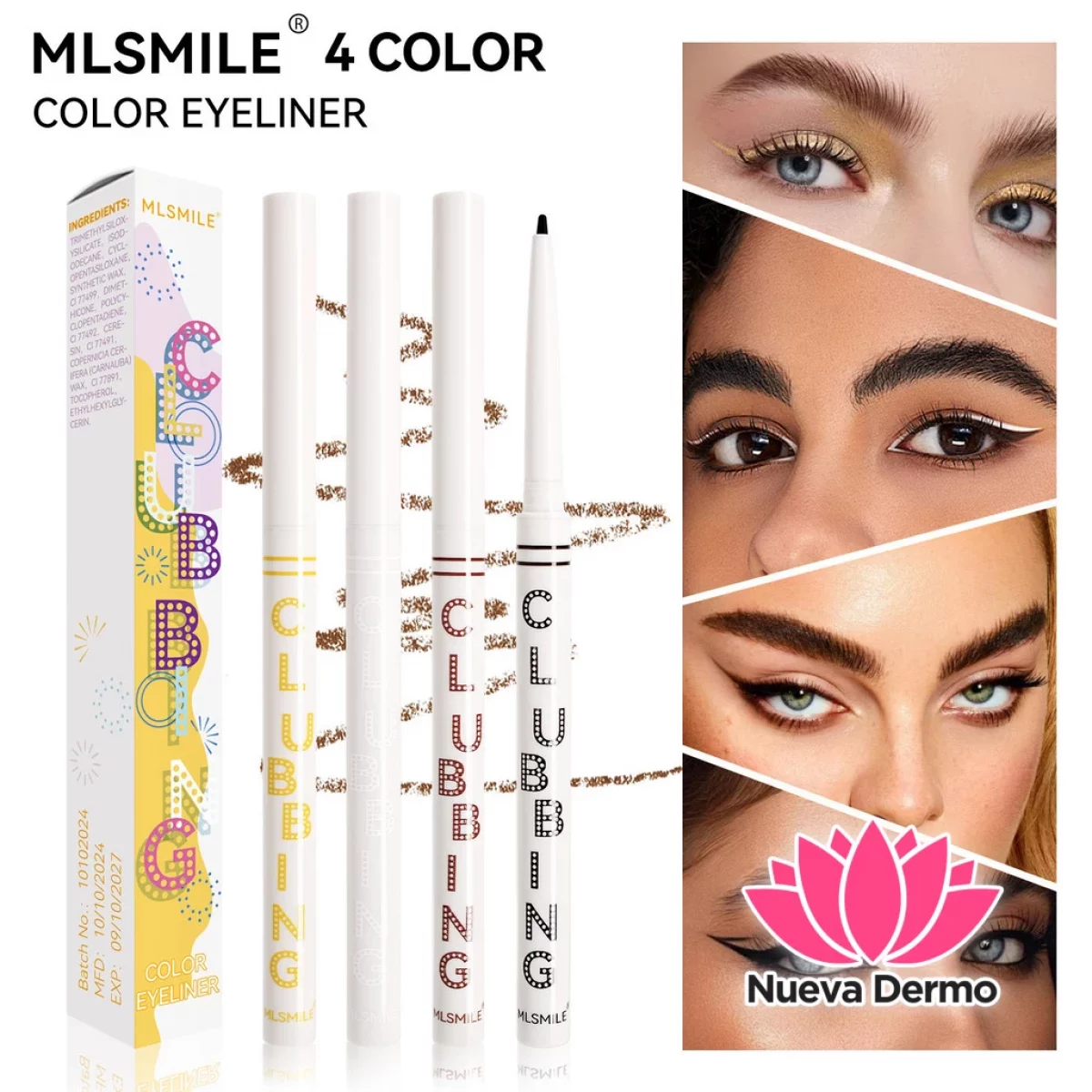 MLSMILE EYELINER GEL PENCIL 4PCS mg10168 6976202171692