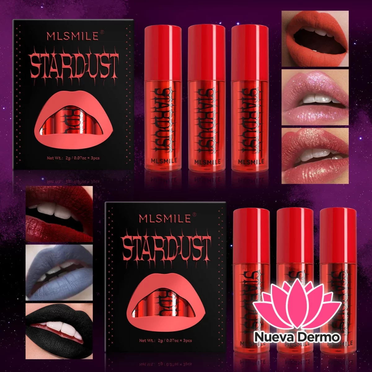 MLSMILE STRADUST LIPSTICK POWDER 3PCS MG-10151/C46TC6 6976202171555