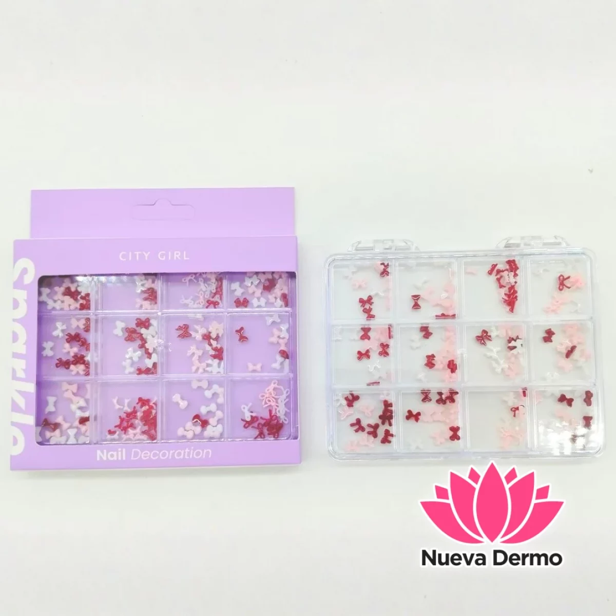 MOÑOS APLIQUES PARA UÑAS EN ROSA + ROJO + BLANCO – CITY GIRL