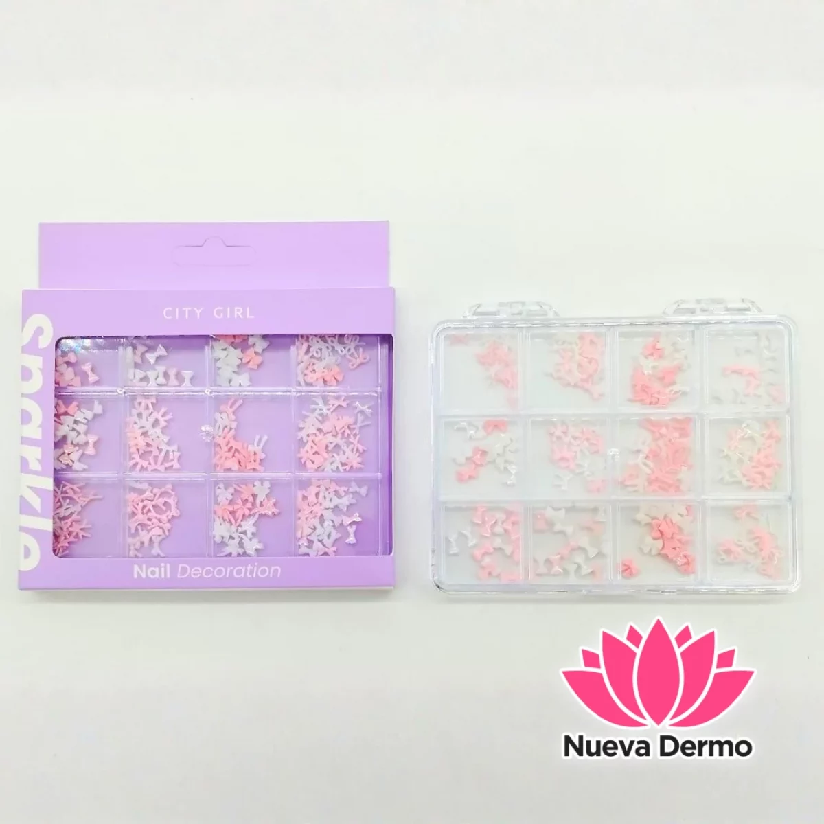 MOÑOS APLIQUES PARA UÑAS EN ROSA Y BLANCO – CITY GIRL
