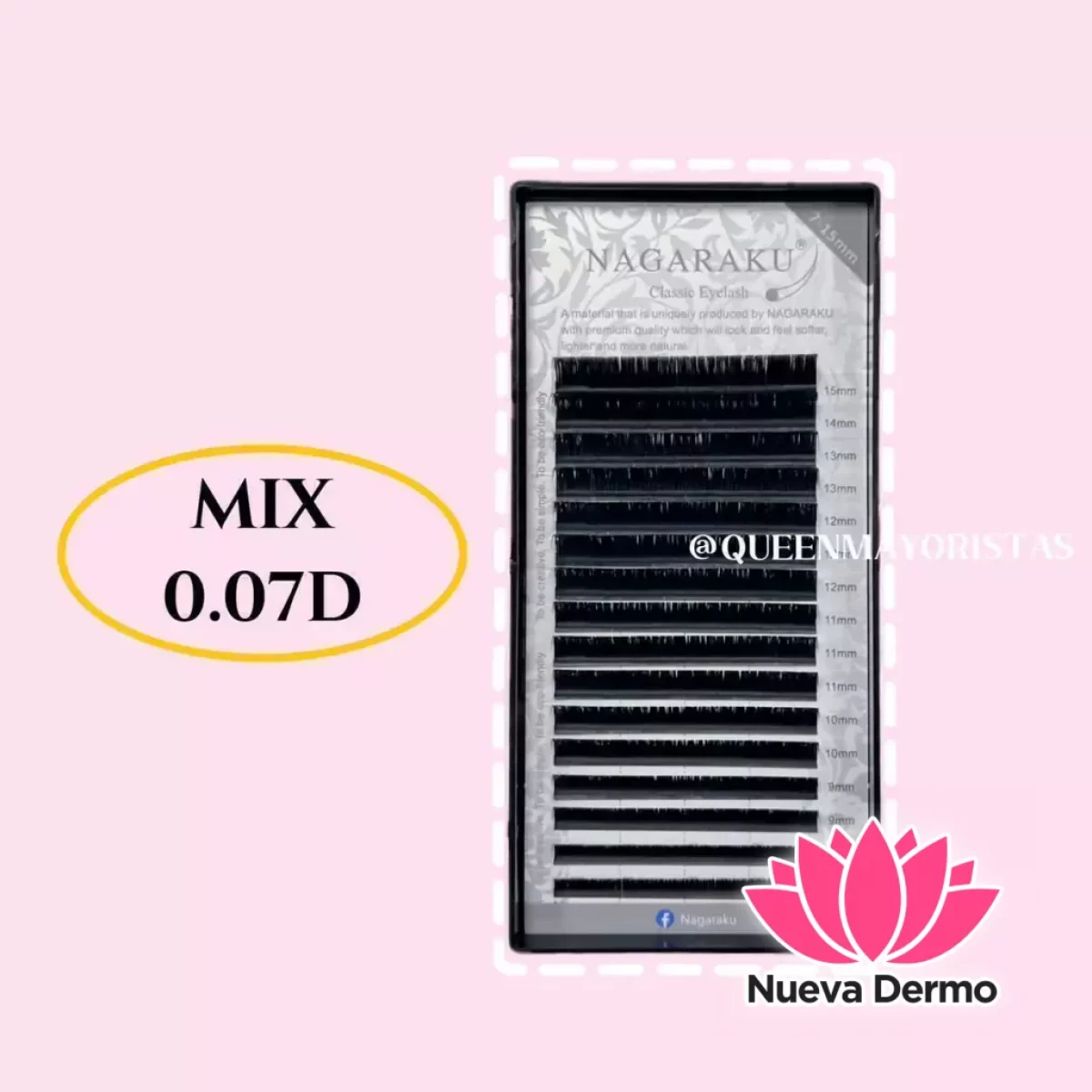 Nagaraku Pestaña Pelo por Pelo MIX 0.07D