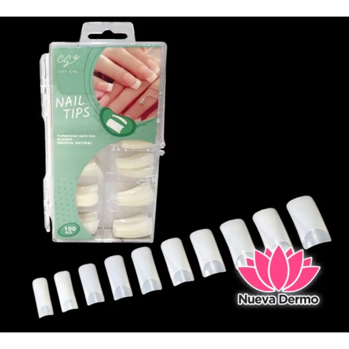 NAIL TIPS SONRISA CUADRADO X100PCS CITY GIRL