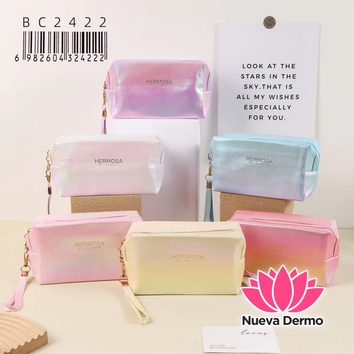 Neceser de Maquillaje con Degradado Holográfico y Correa de Mano BC2422/24222