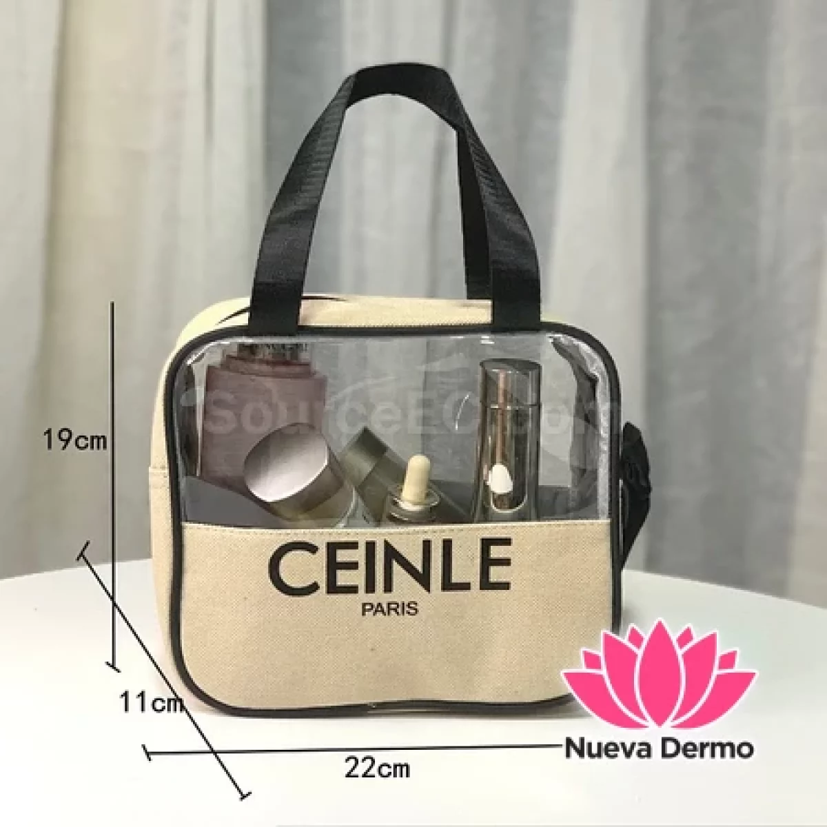 Neceser de Viaje Ceinle Paris – Bolso de Cosméticos Transparente con Canvas Premium BC2429