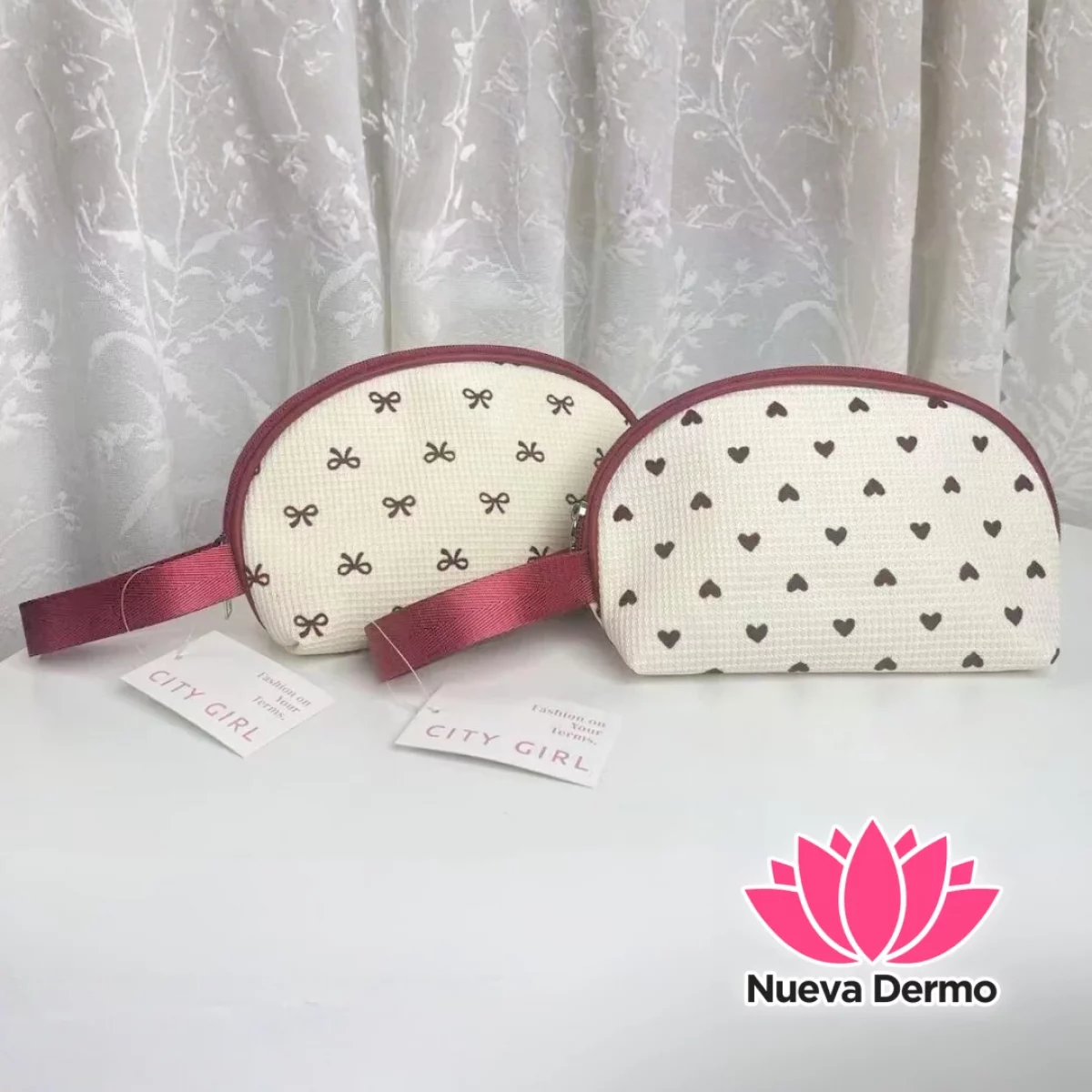 NECESER / PORTA COSMÉTICOS MOÑOS CORAZONES – CITY GIRL