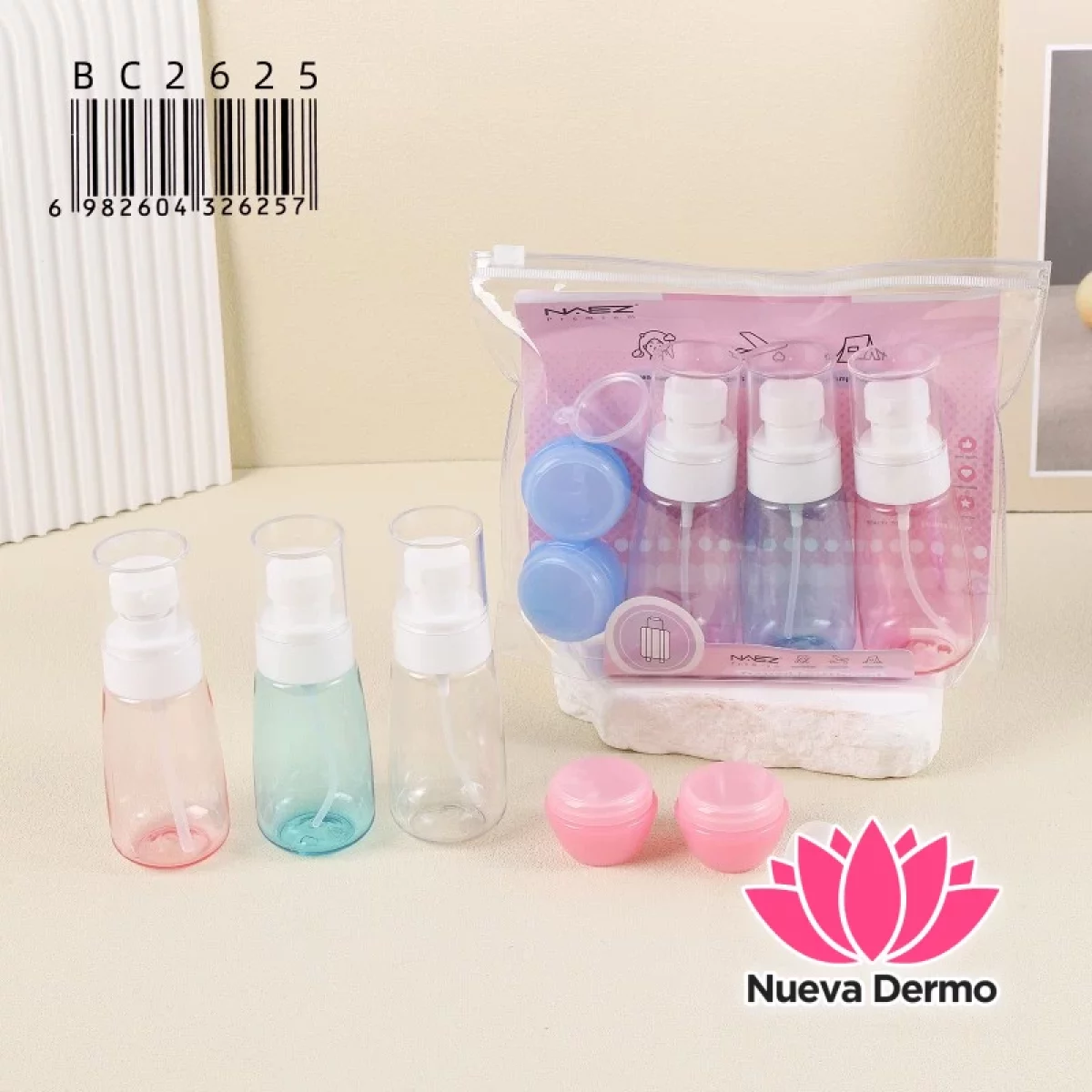 Neceser Set Frascos De Viaje Recargables Dispenser NAEZ BC2625/26257