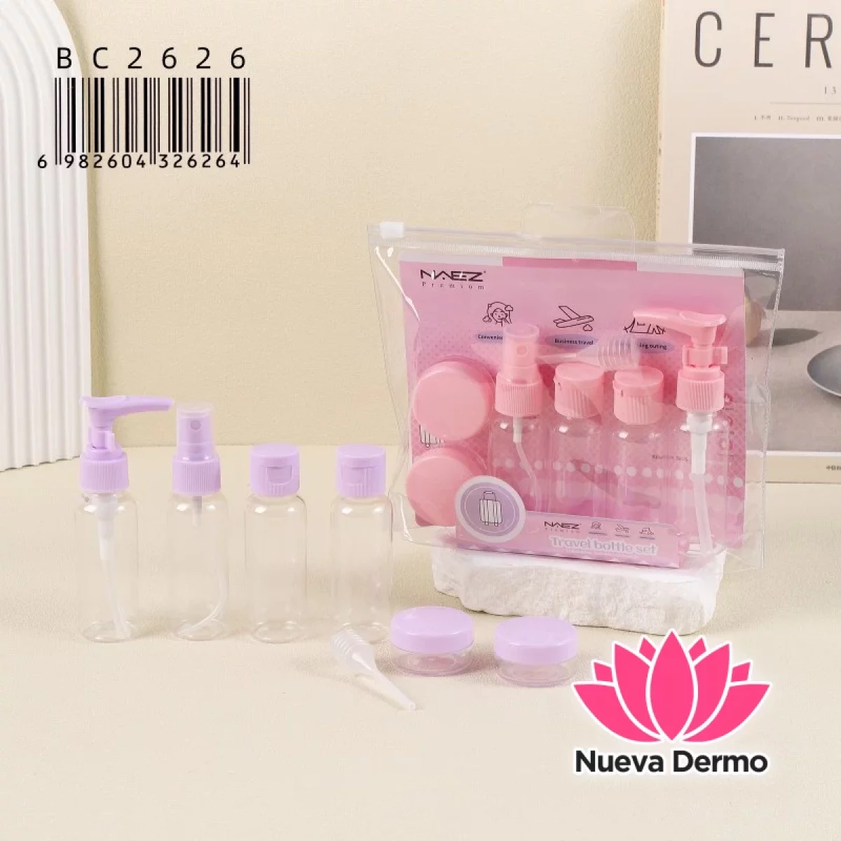 Neceser Set Frascos De Viaje Recargables Dispenser NAEZ BC2626/26264