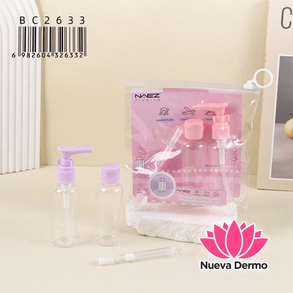 Neceser Set Frascos De Viaje Recargables Dispenser NAEZ BC2633/26332