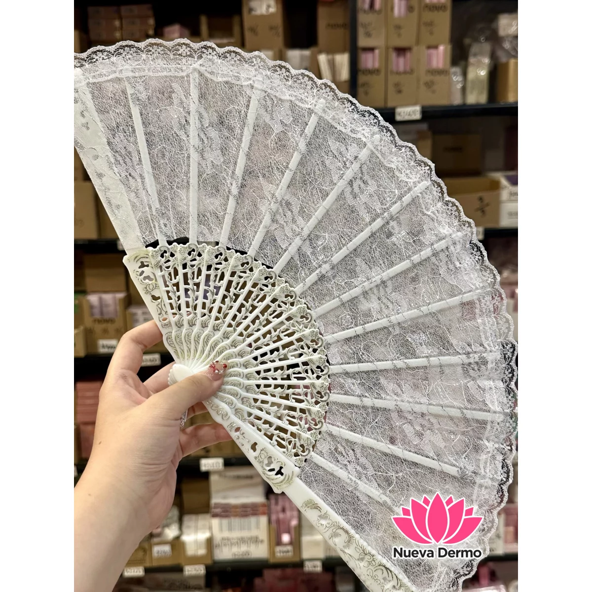 OFERTA docena abanicos de encaje blanco #JUN-FS-1